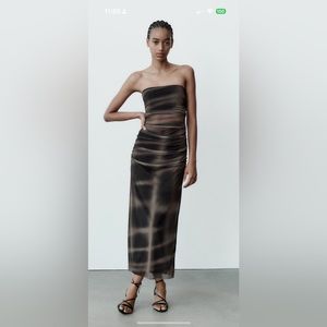 Zara Black and Brown Midi Dress